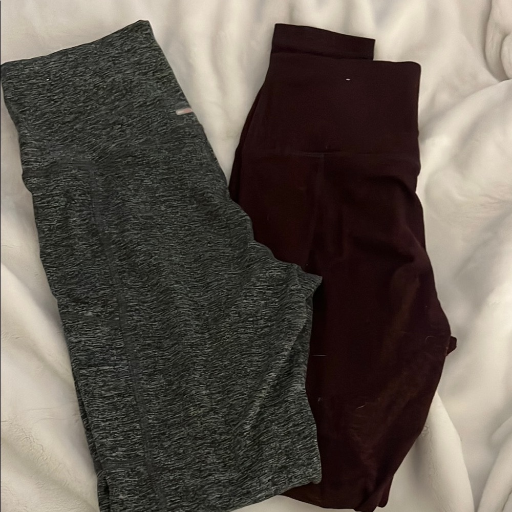 Gray and Burgundy Leggings